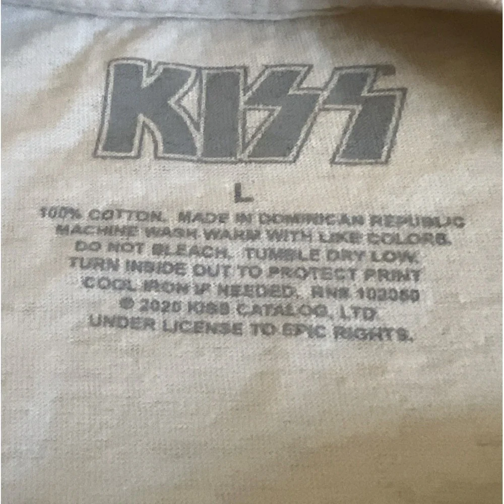 Kiss Band Destroyers Distressed Cotton Cream Band T Shirt Men's Large